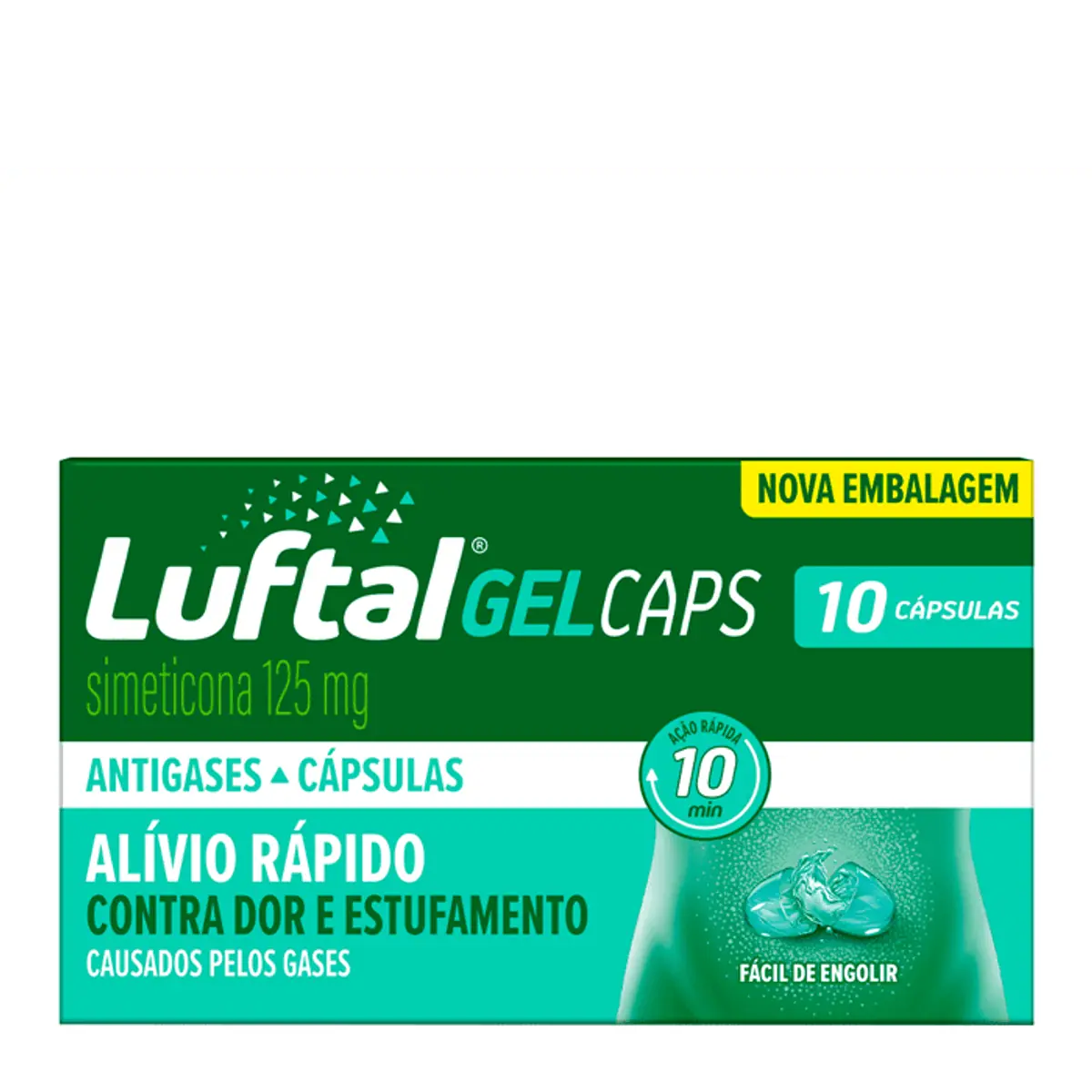 Luftal Gel 125mg Reckitt Benckiser Caixa 10 Cápsulas Gelatinosas