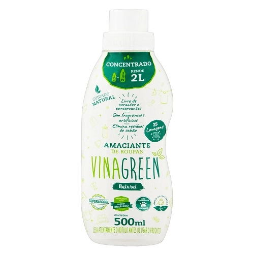 Amaciante De Roupa Concentrado Natural Vinagreen Frasco 500ml
