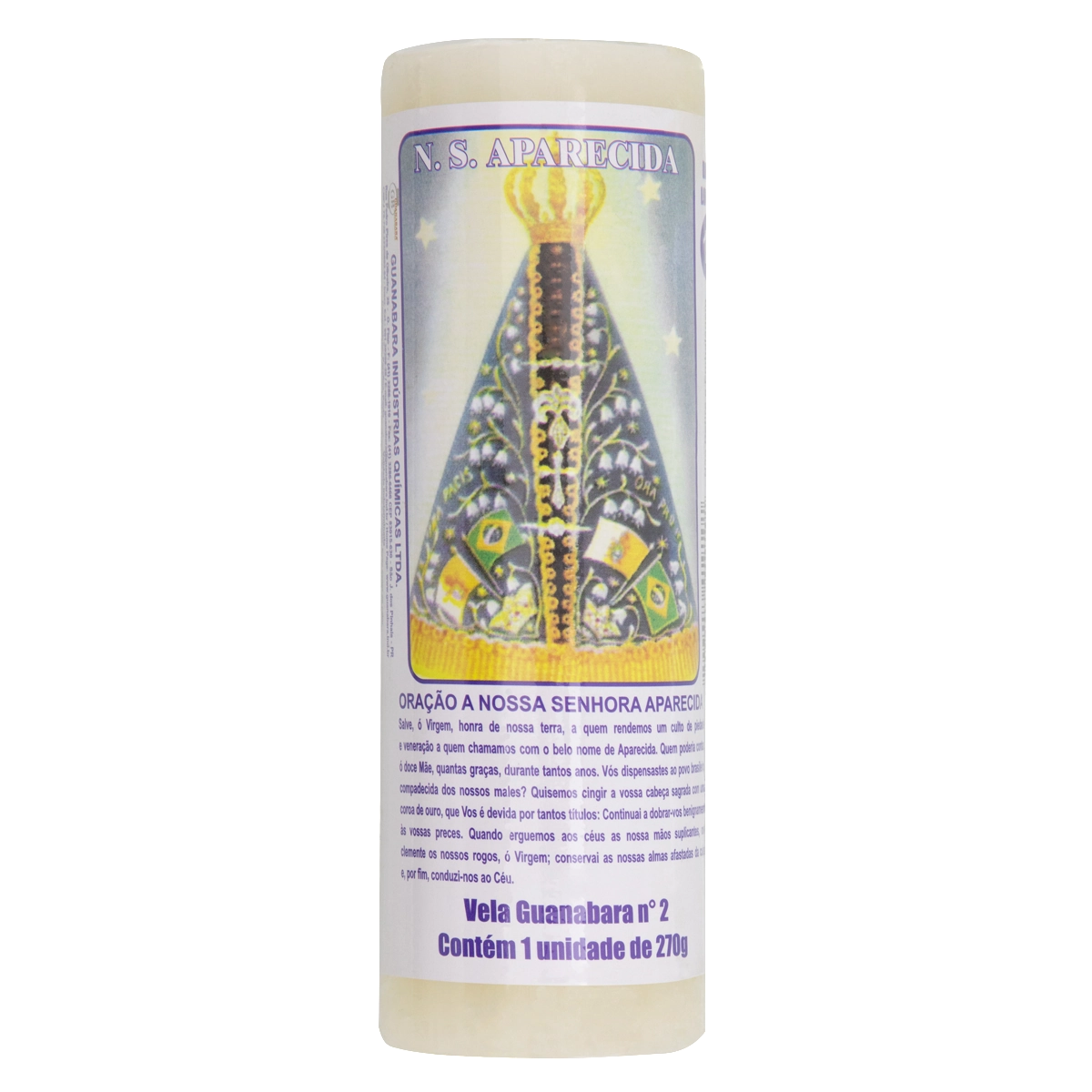 Vela Votiva Branca Nossa Senhora Aparecida Guanabara N 2 270g