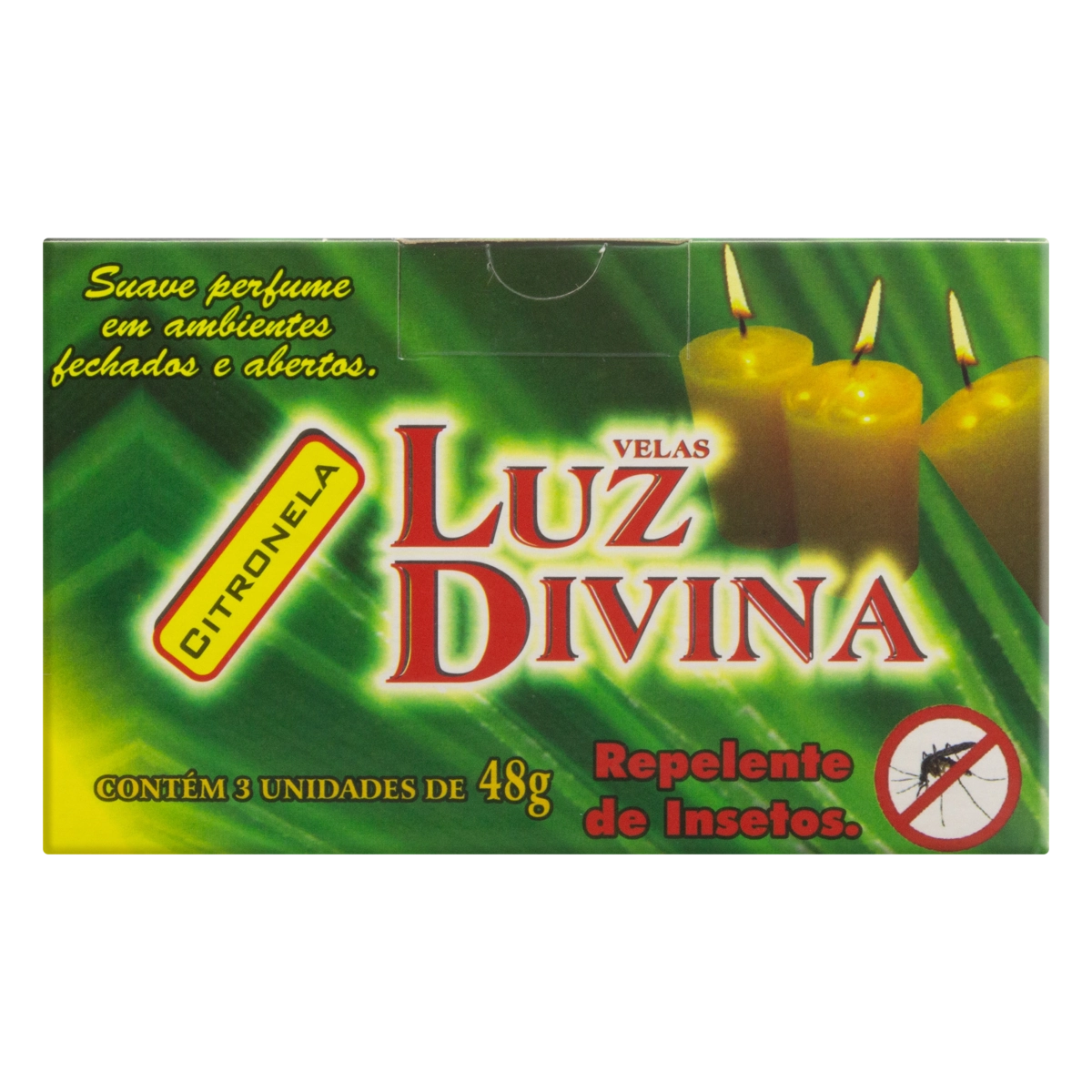 Vela Repelente De Insetos Citronela Velas Luz Divina Caixa 144g 3 Unidades