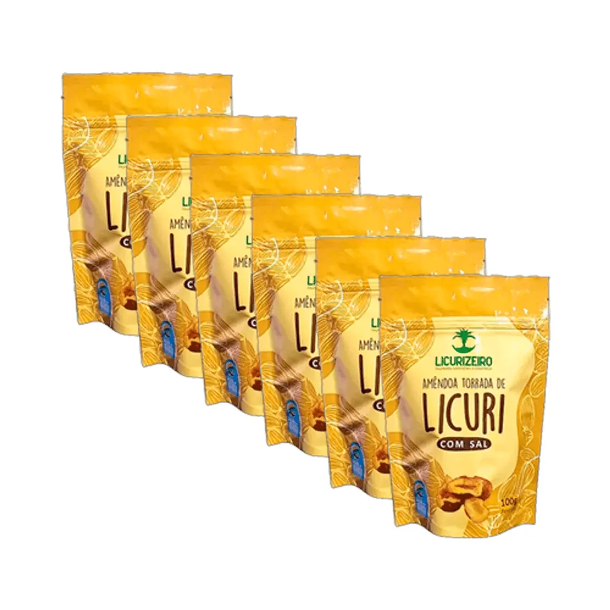 Kit 6X: Amêndoa de Licuri Torrada Com Sal Licurizeiro 100g