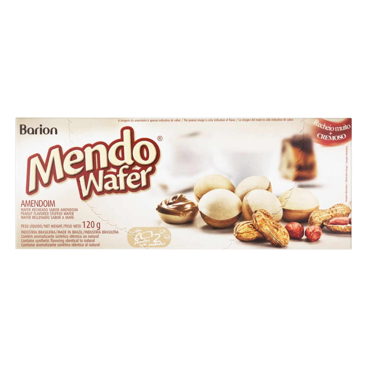 Wafer Recheio Amendoim Barion Mendo Wafer Caixa 120g