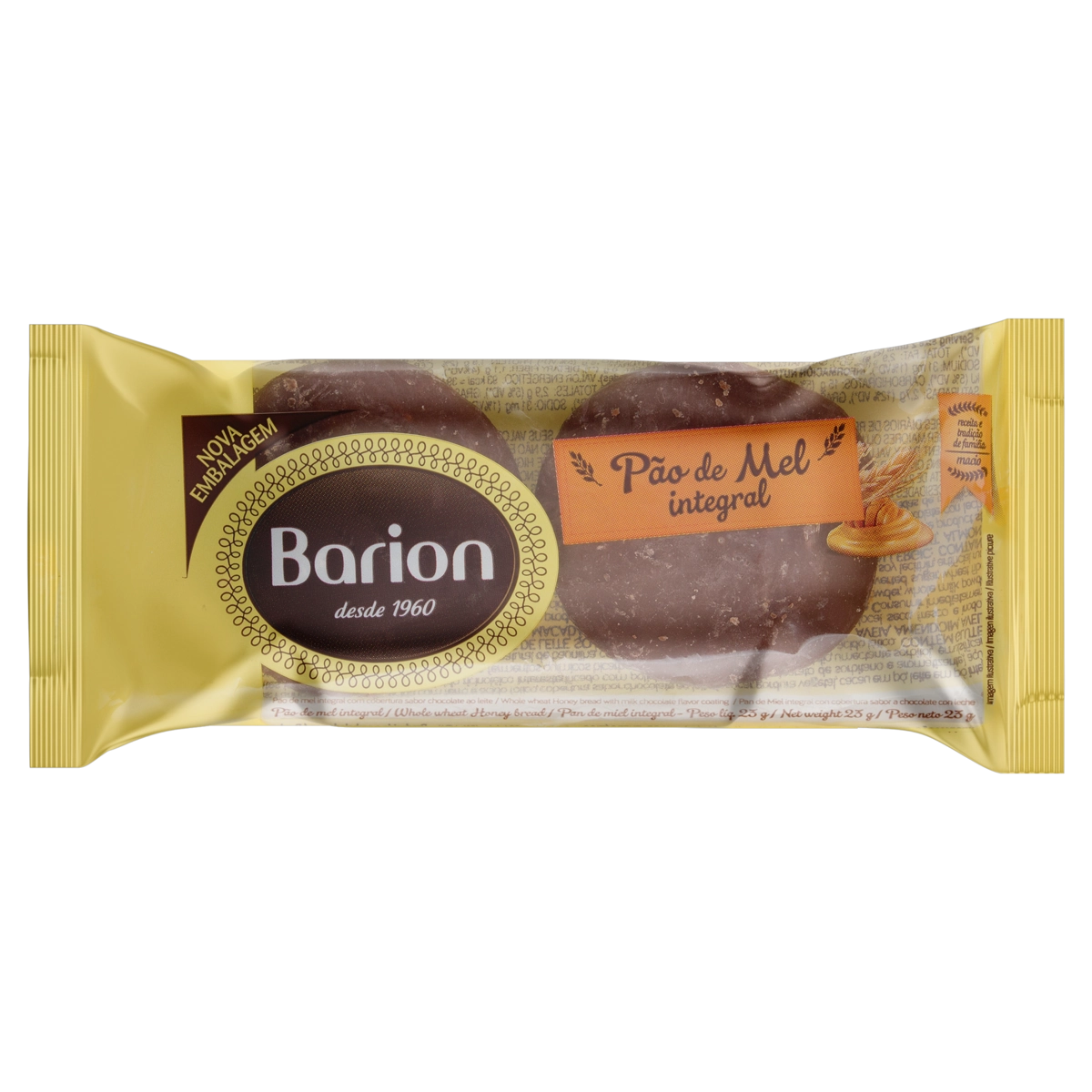Pão De Mel Integral Barion Pacote 23g