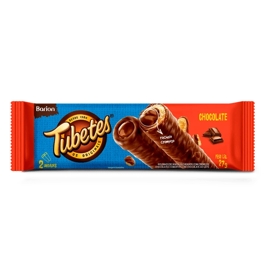 Rolinhos De Wafer Recheio Creme De Chocolate Cobertura Chocolate Ao Leite Barion Tubetes Pacote 27g