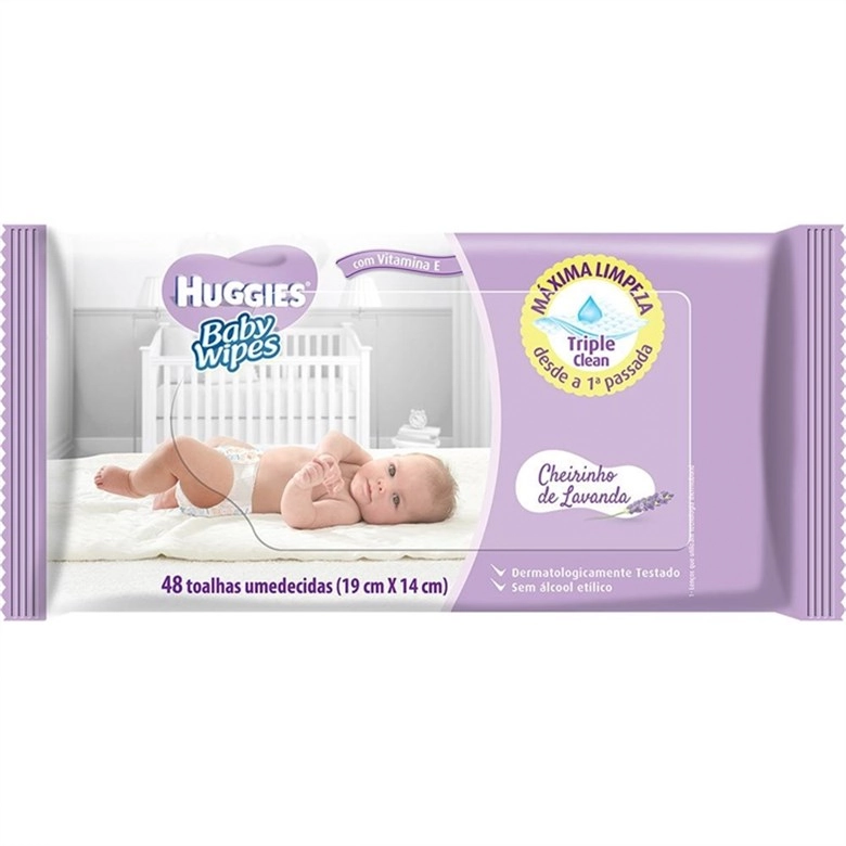 Toalha Umedecida Infantil Lavanda Baby Wipes Pacote 48 Unidades