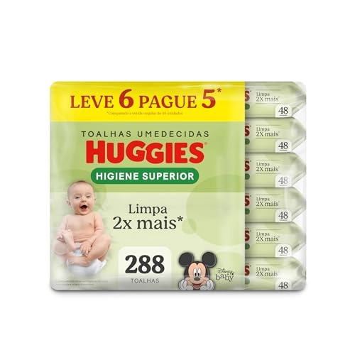Pack Toalha Umedecida Infantil Disney Baby Huggies Max Clean Pacote 6 Unidades