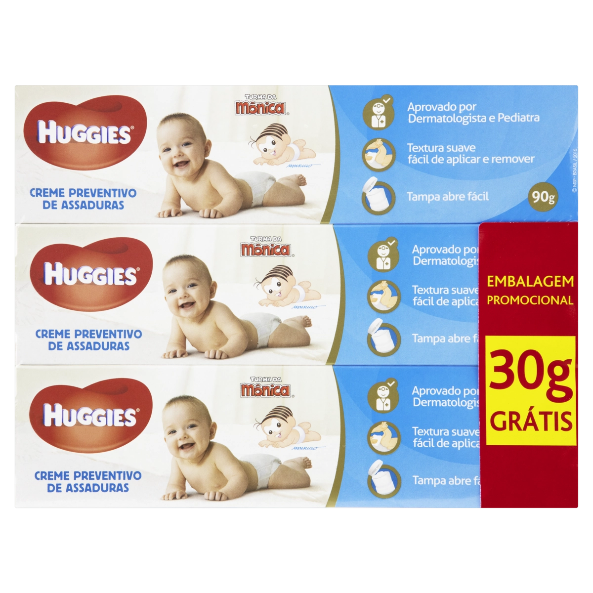 Pack Creme Preventivo De Assaduras Huggies Caixa 3 Unidades 90g Cada Grátis 30g