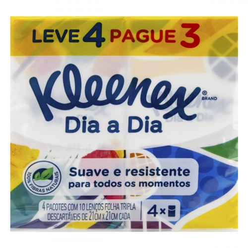 Lenço de Papel de Bolso Kleenex Dia a Dia Leve 4 Pague 3 - 4 unidades