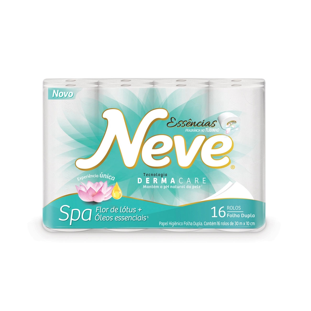 Papel Higiênico Folha Dupla Flor De Lótus E óleos Essenciais Neve Essências 30m Pacote 16 Unidades