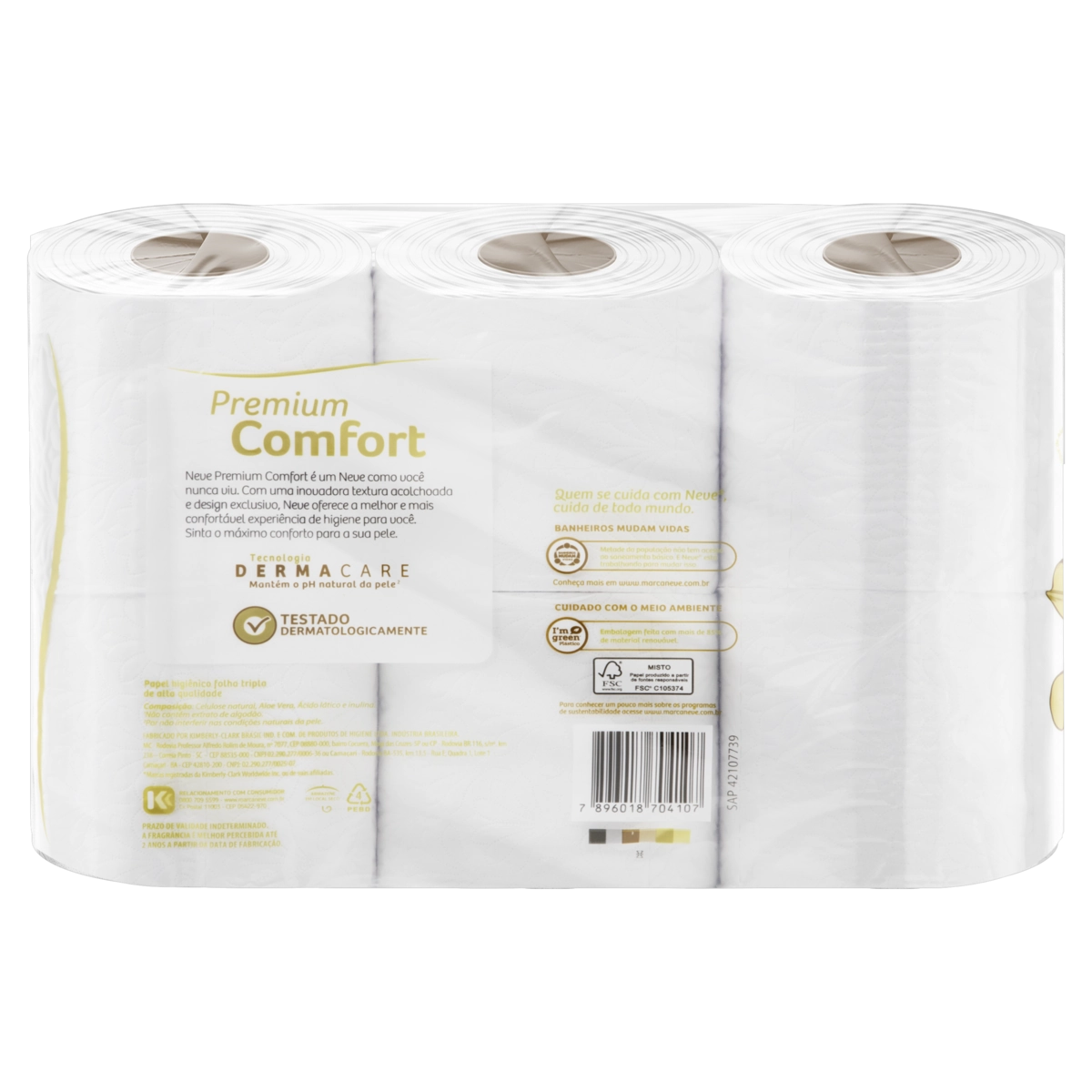 Papel Higiênico NEVE Premium Comfort Folha Tripla 6 Rolos