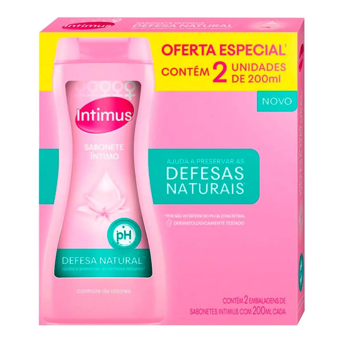 Pack Sabonete Líquido Íntimo Defesa Natural Intimus Frasco 2 Unidades 200ml Cada