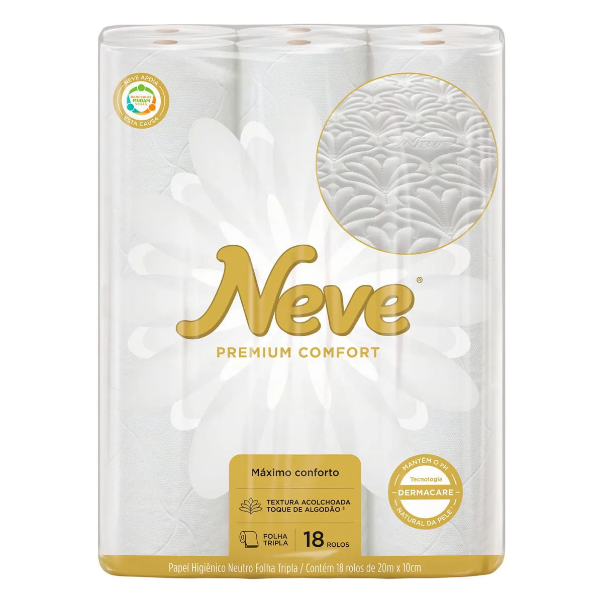 Papel Higiênico NEVE Premium Comfort Folha Tripla 18 Rolos