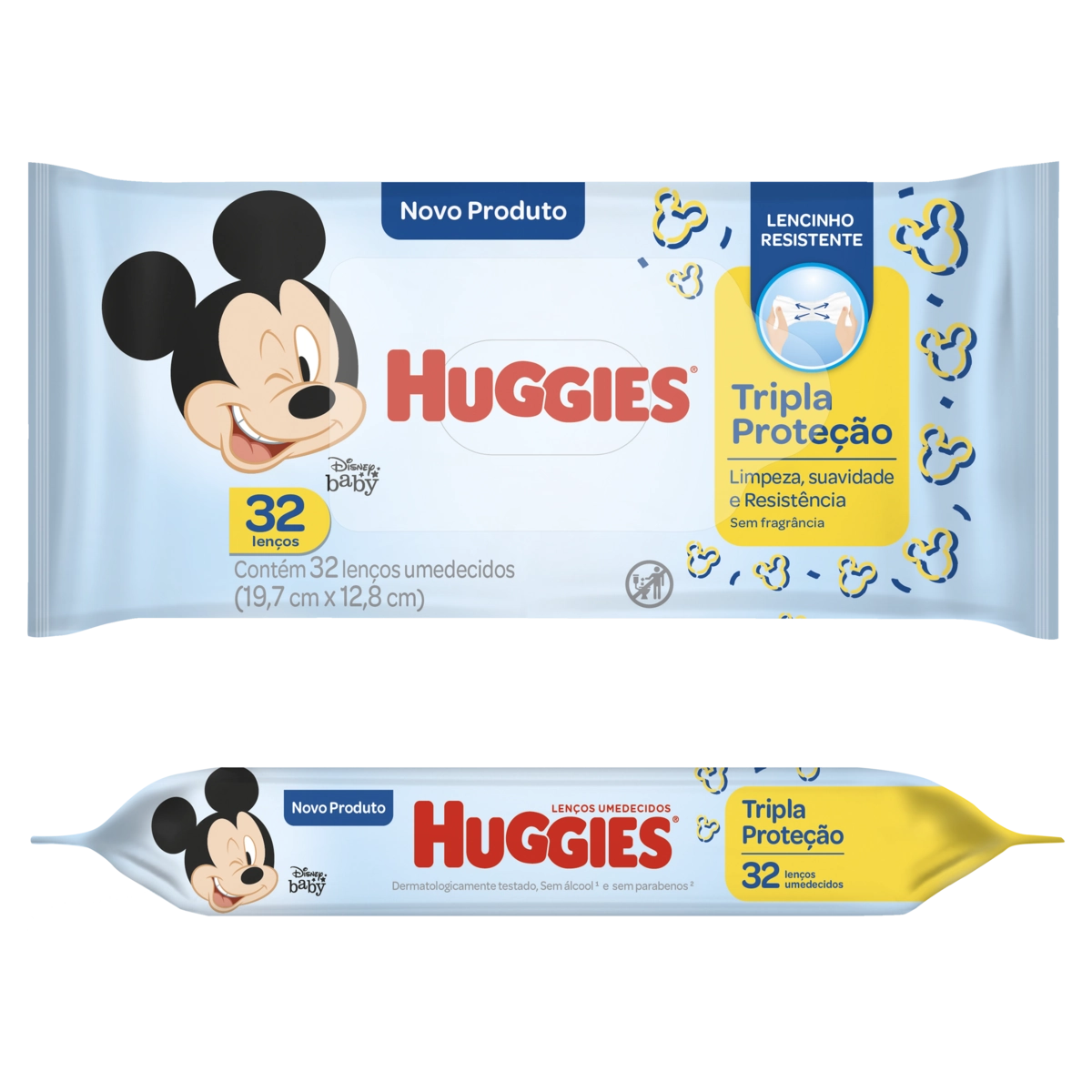 Lenço Umedecido Infantil Disney Baby Huggies Tripla Proteção Pacote 32 Unidades