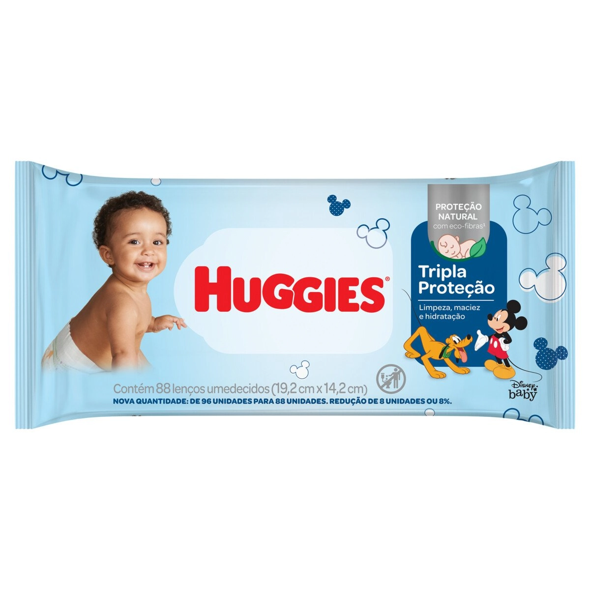 Lenço Umedecido Infantil Disney Baby Huggies Tripla Proteção Pacote 88 Unidades