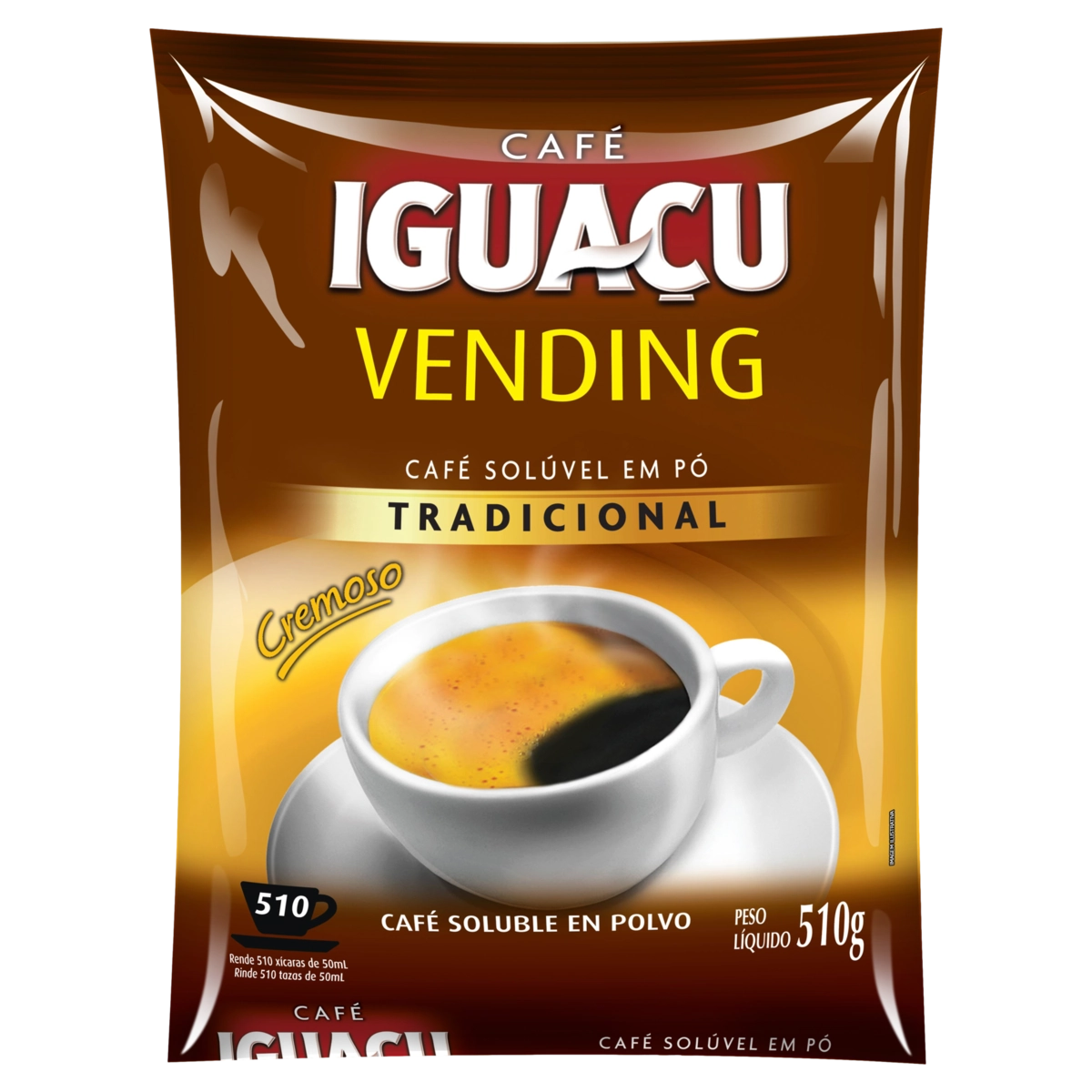 Café Solúvel Em Pó Cremoso Tradicional Iguaçu Vending Pacote 510g