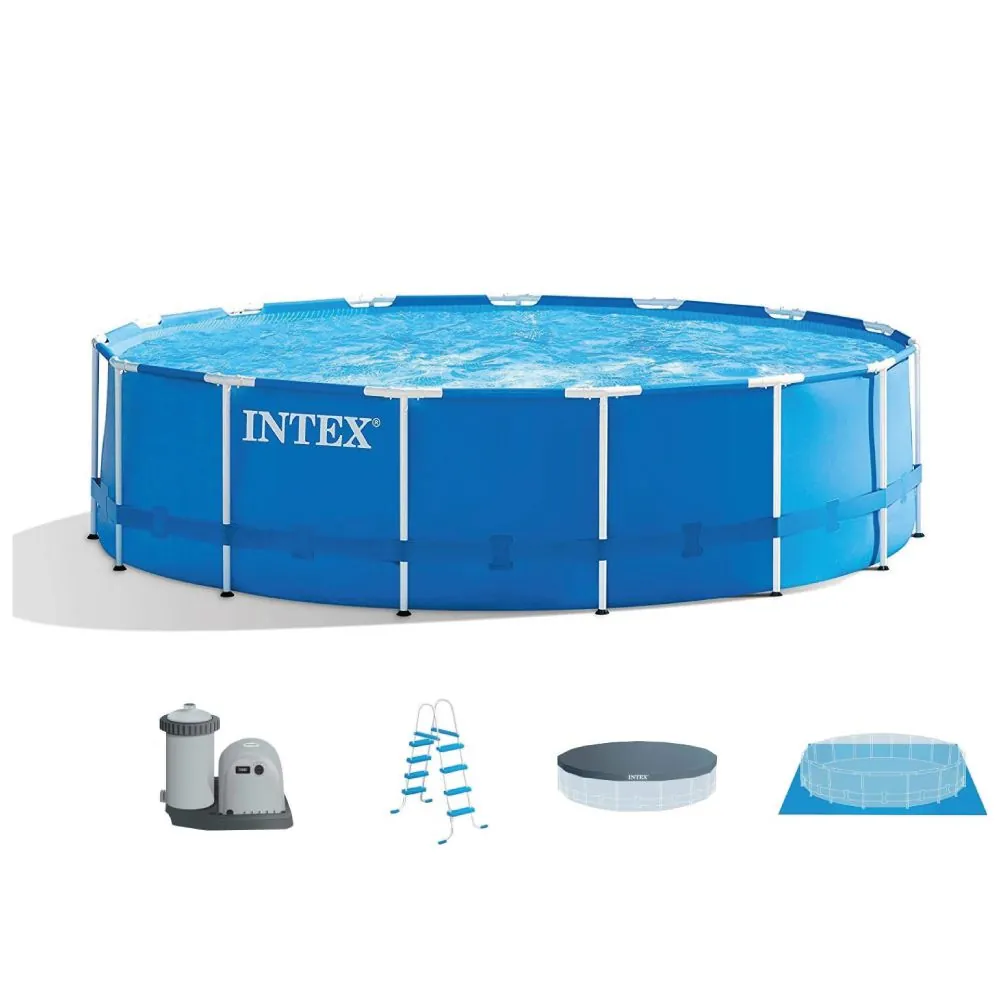 Kit Completo Piscina Intex 16.805 Litros Estrutural Armação Filtro 220v Capa Forro E Escada
