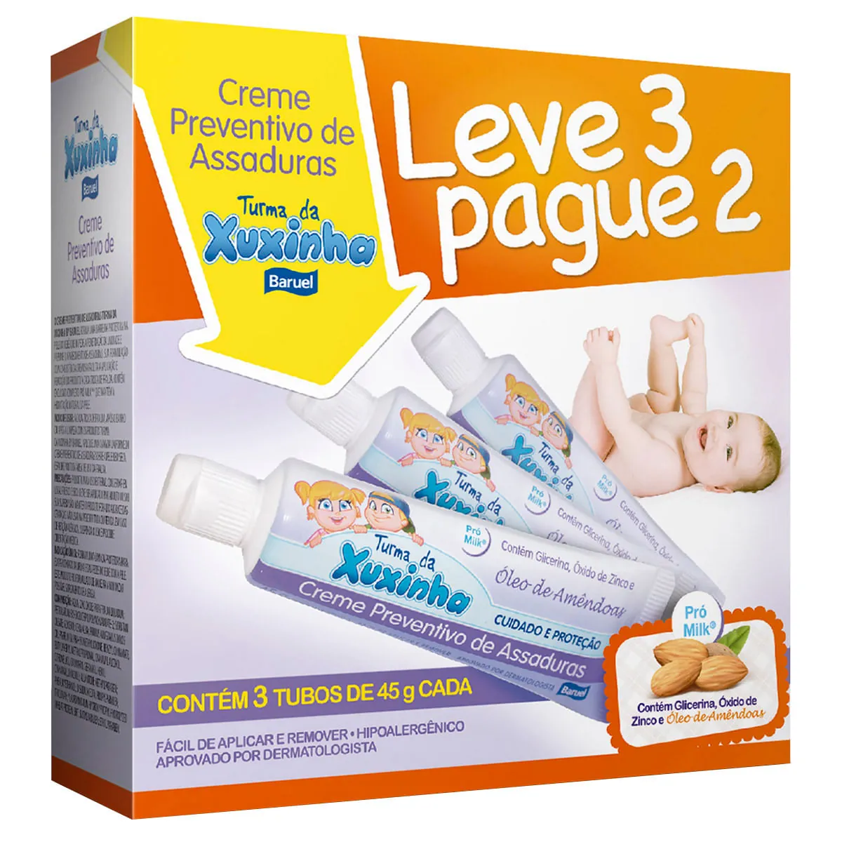 Creme Preventivo de Assaduras Turma da Xuxinha Leve 3 pague 2