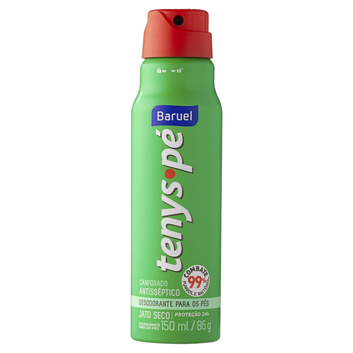 Desodorante Aerossol Para Os Pés Antisséptico Canforado Baruel Tenys Pé Frasco 150ml Spray