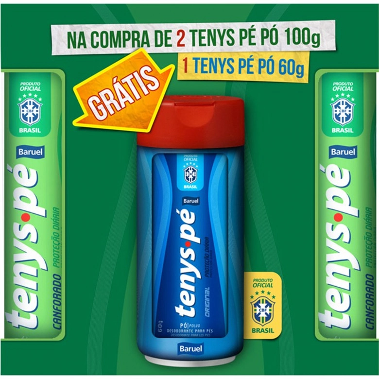 Kit Desodorante Pó Para Os Pés Baruel Tenys Pé Canforado 260g 2 Unidades Grátis Tênis Pé Original 60