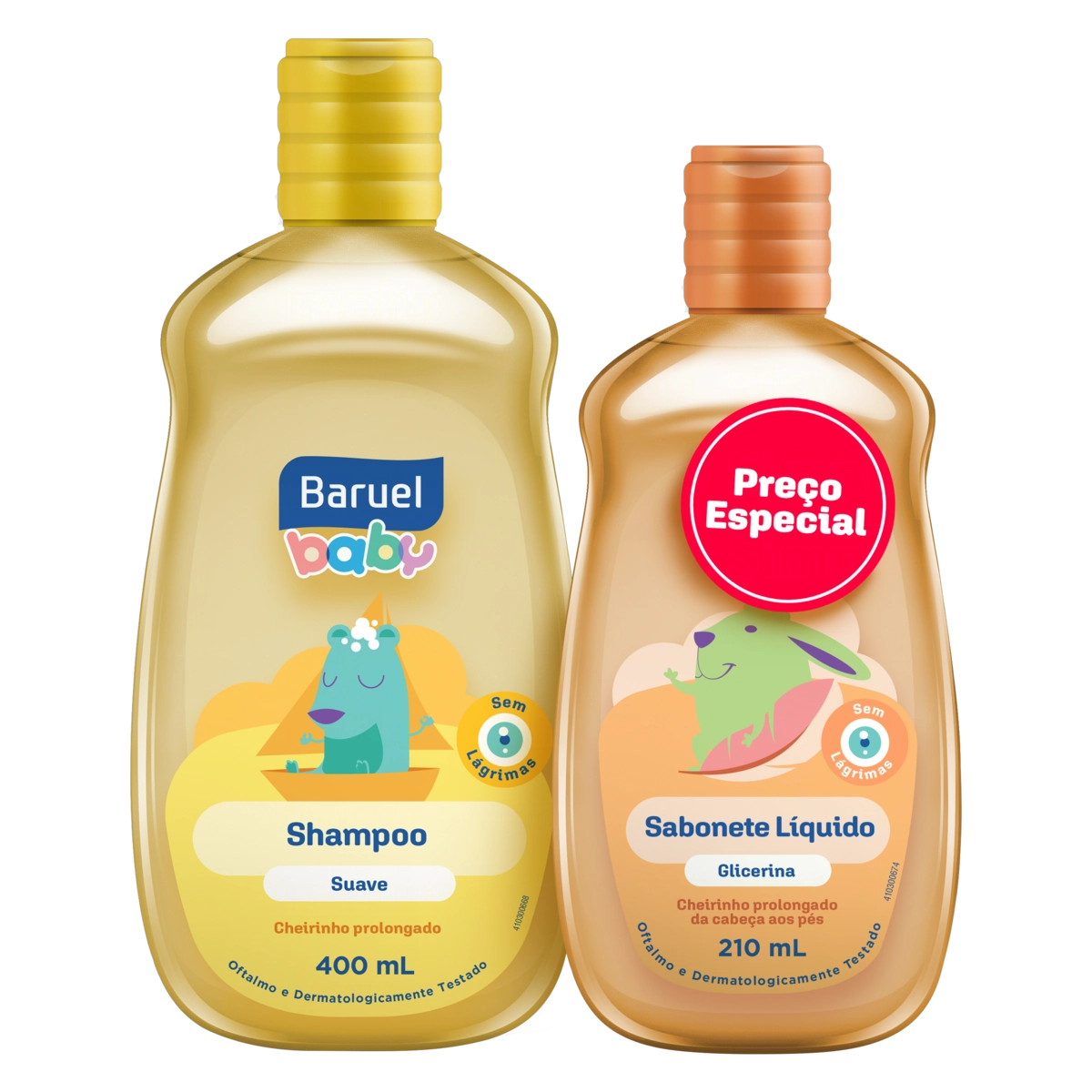 Kit Shampoo Suave 400ml Sabonete Líquido De Glicerina 210ml Baruel Baby