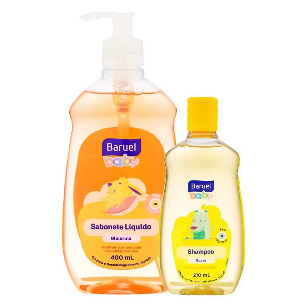 Kit Shampoo Suave 210ml Sabonete Líquido De Glicerina 400ml Baruel Baby