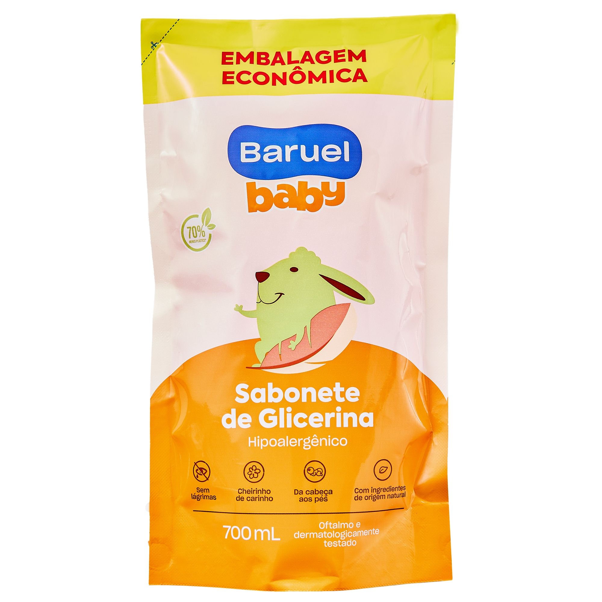 Sabonete Líquido De Glicerina Da Cabeça Aos Pés Baruel Baby Sachê 700ml Refil Embalagem Econômica