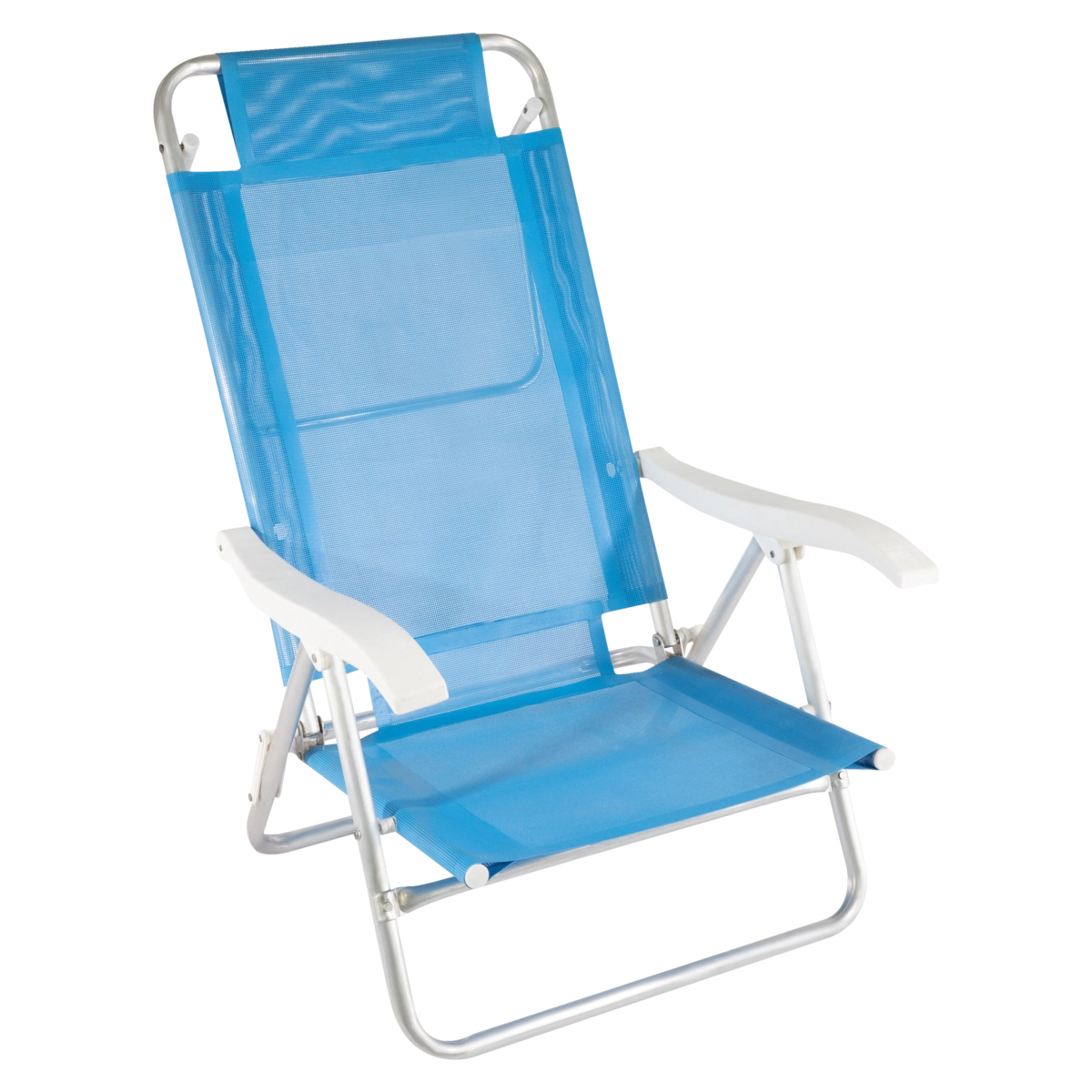 Cadeira De Praia Reclinável Azul Sol De Verão Fashion Alumínio Mor