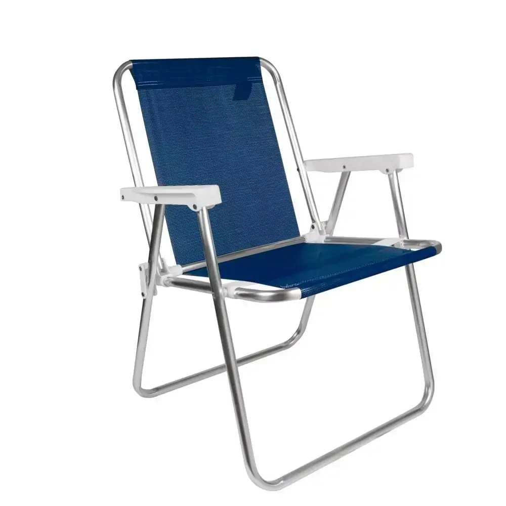CADEIRA DE PRAIA ALTA ALUMÍNIO SANNET AZUL MARINHO MOR