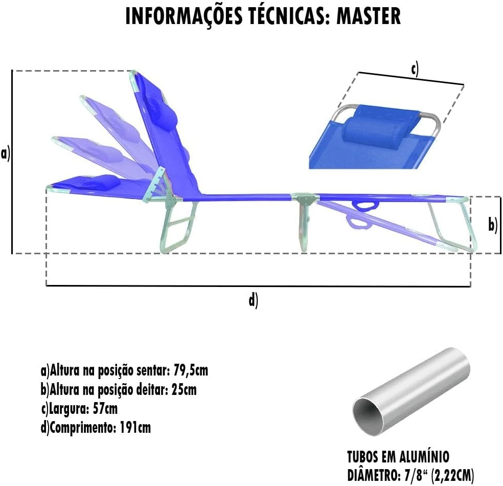 Cadeira Espreguiçadeira Aluminio Mor Rosa