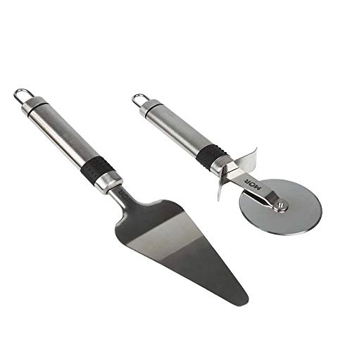 CONJUNTO DE PIZZA 2 PEÇAS INOX CORTADOR E ESPÁTULA MOR