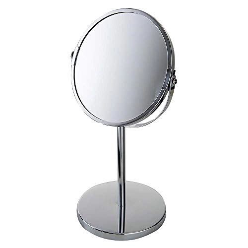 Espelho De Aumento Giratório Dupla Face Inox Ideal Barbear Maquiagem Mr8 8481