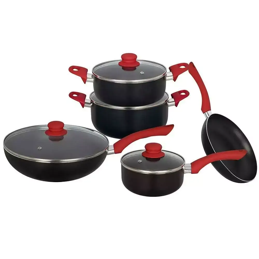 Conjunto de Panelas 5 Peças Linha Aroma Preta e Vermelha