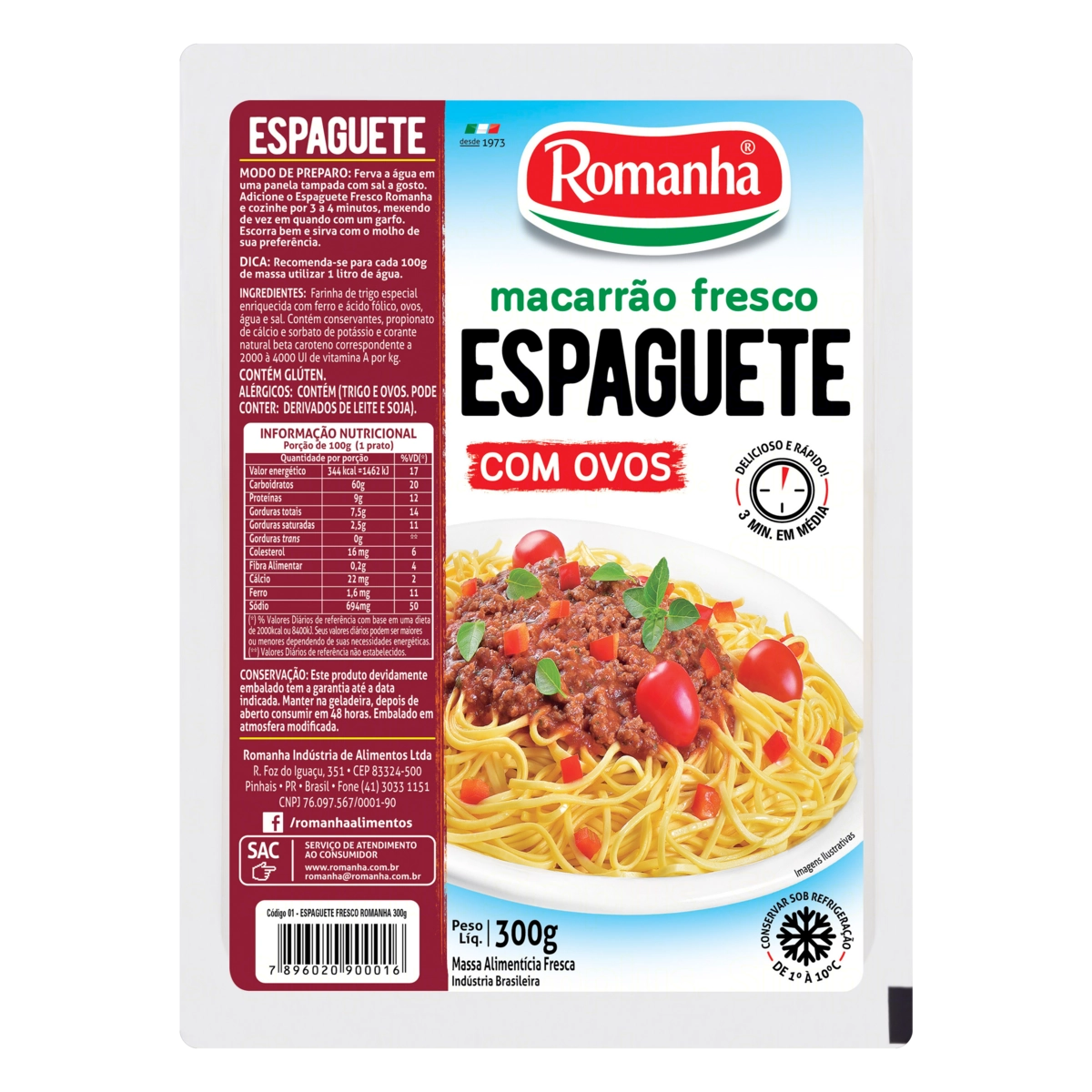 Espaguete Com Ovos Romanha Bandeja 300g