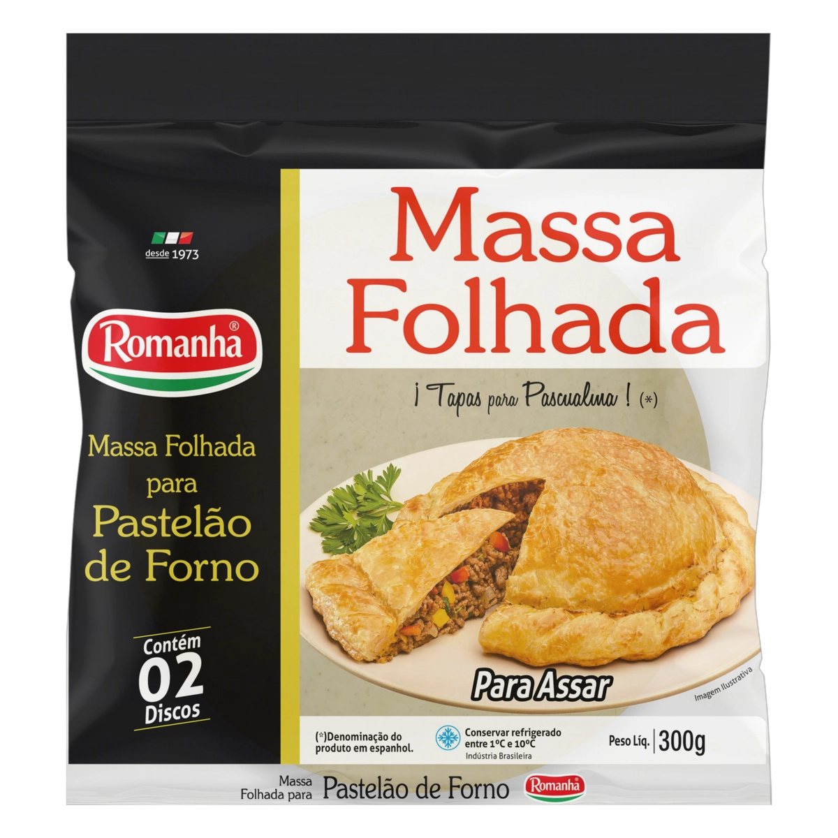 Massa Folhada Pastelão De Forno Romanha Pacote 300g 2 Unidades