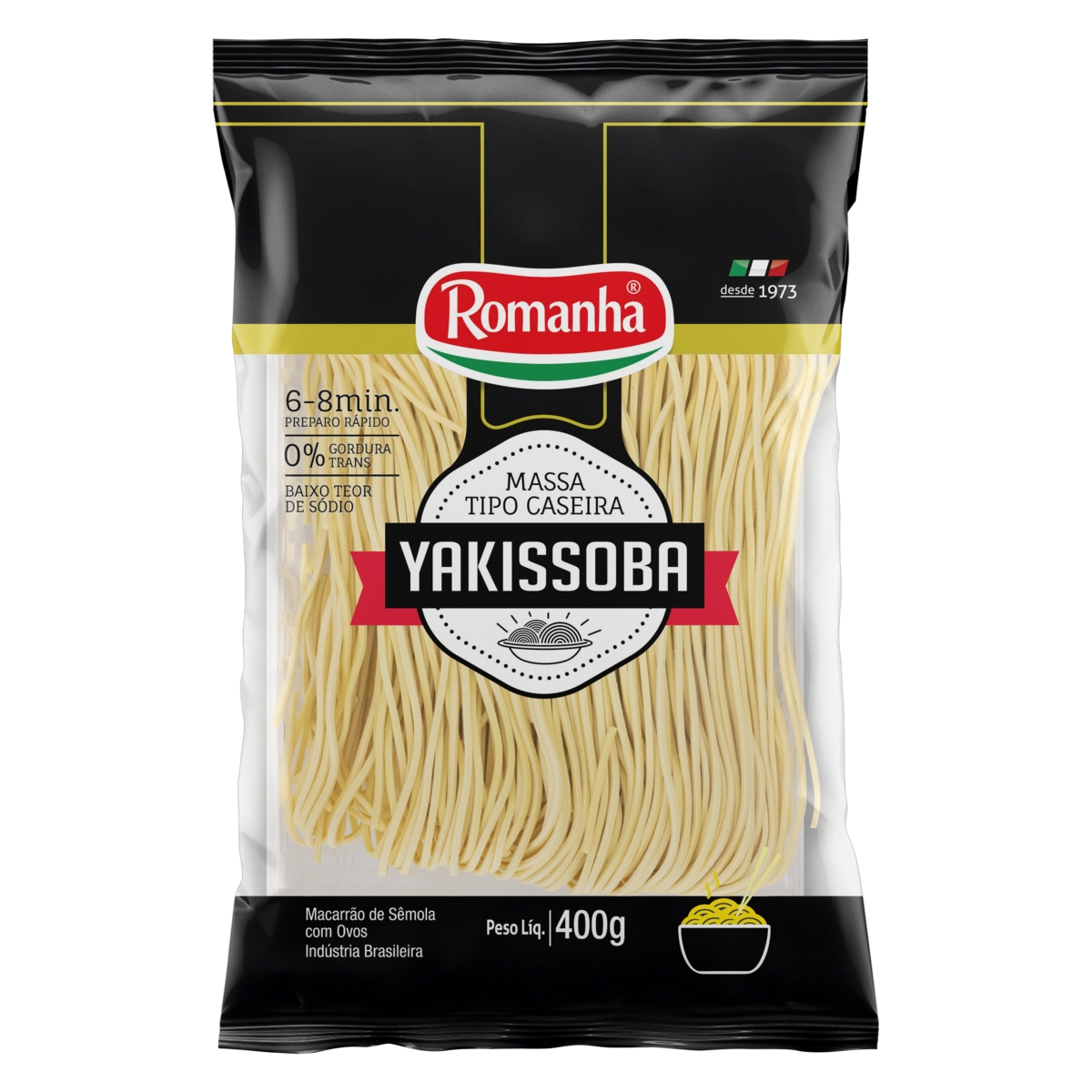 Macarrão Para Yakissoba Caseiro Romanha Bandeja 400g