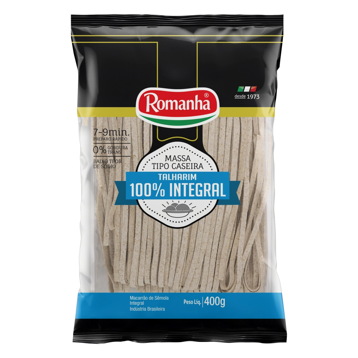 Macarrão De Sêmola Caseiro Integral Talharim Romanha Bandeja 400g