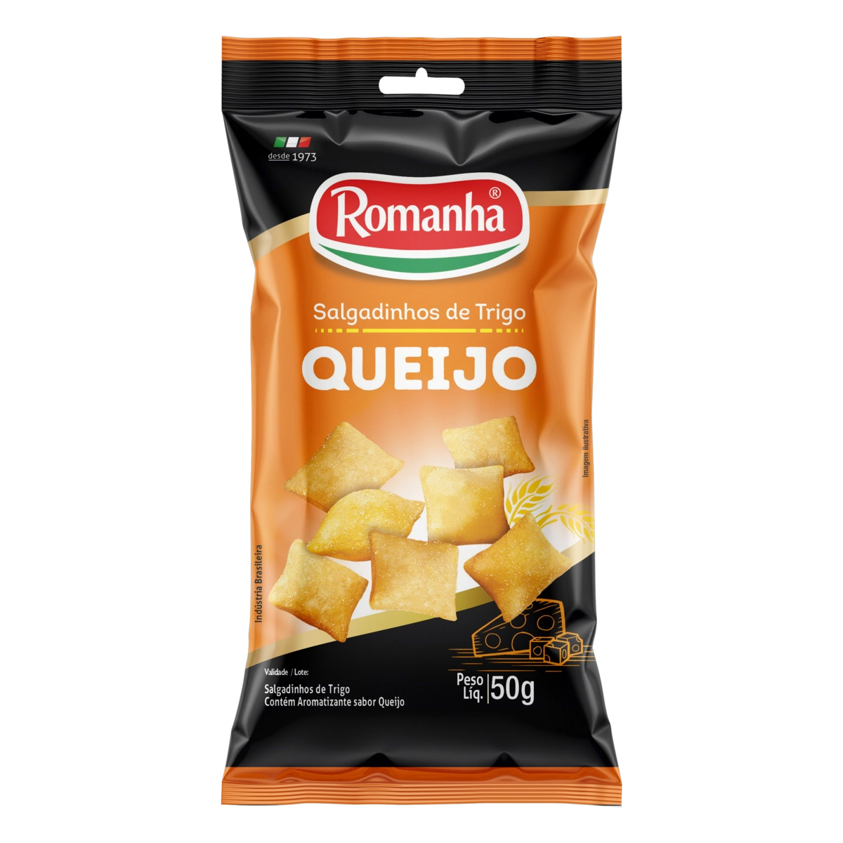 Salgadinho De Trigo Queijo Romanha Pacote 50g