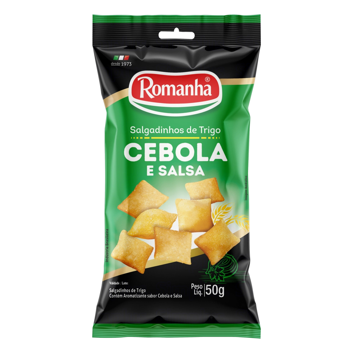 Salgadinho De Trigo Cebola E Salsa Romanha Pacote 50g
