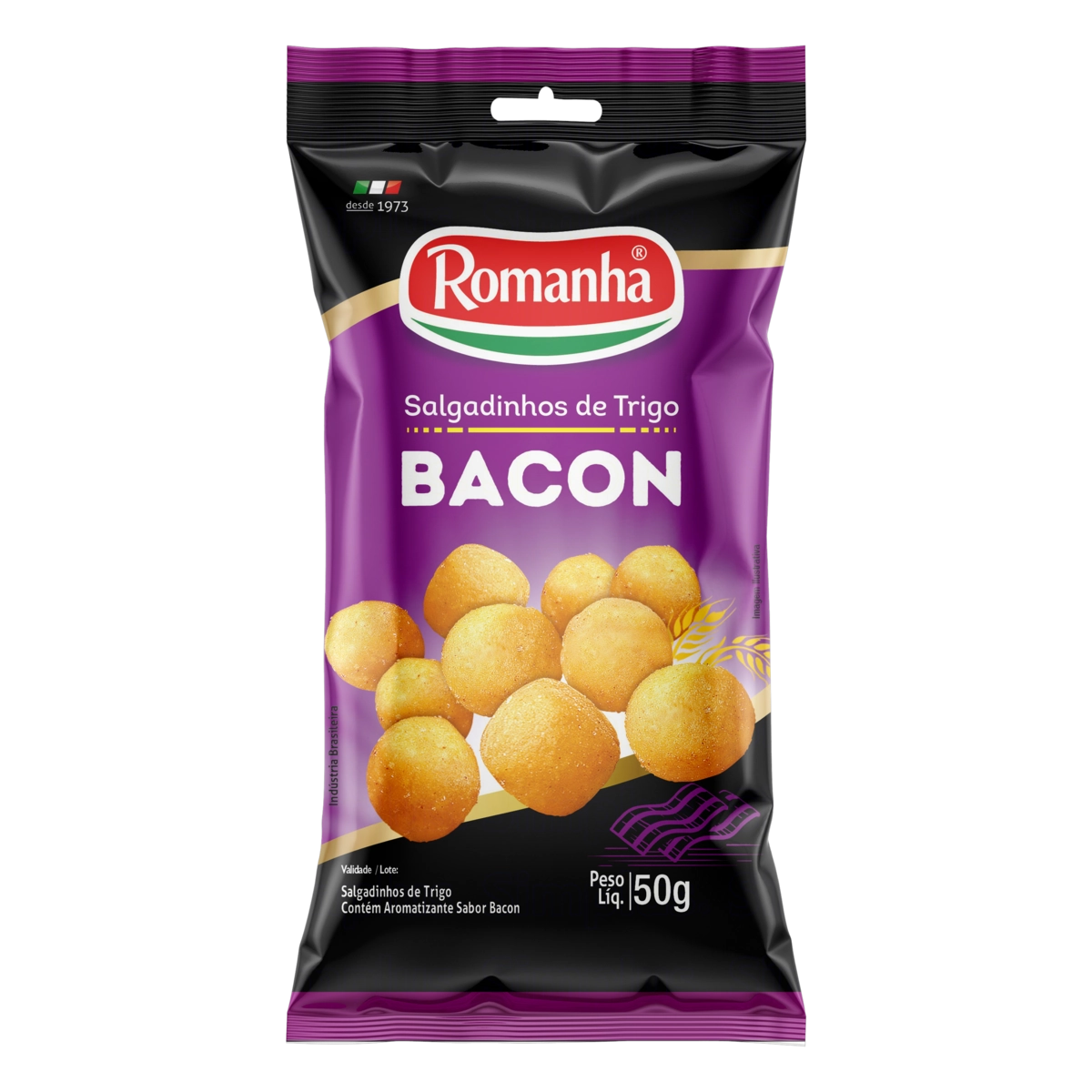 Salgadinho De Trigo Bacon Romanha Pacote 50g