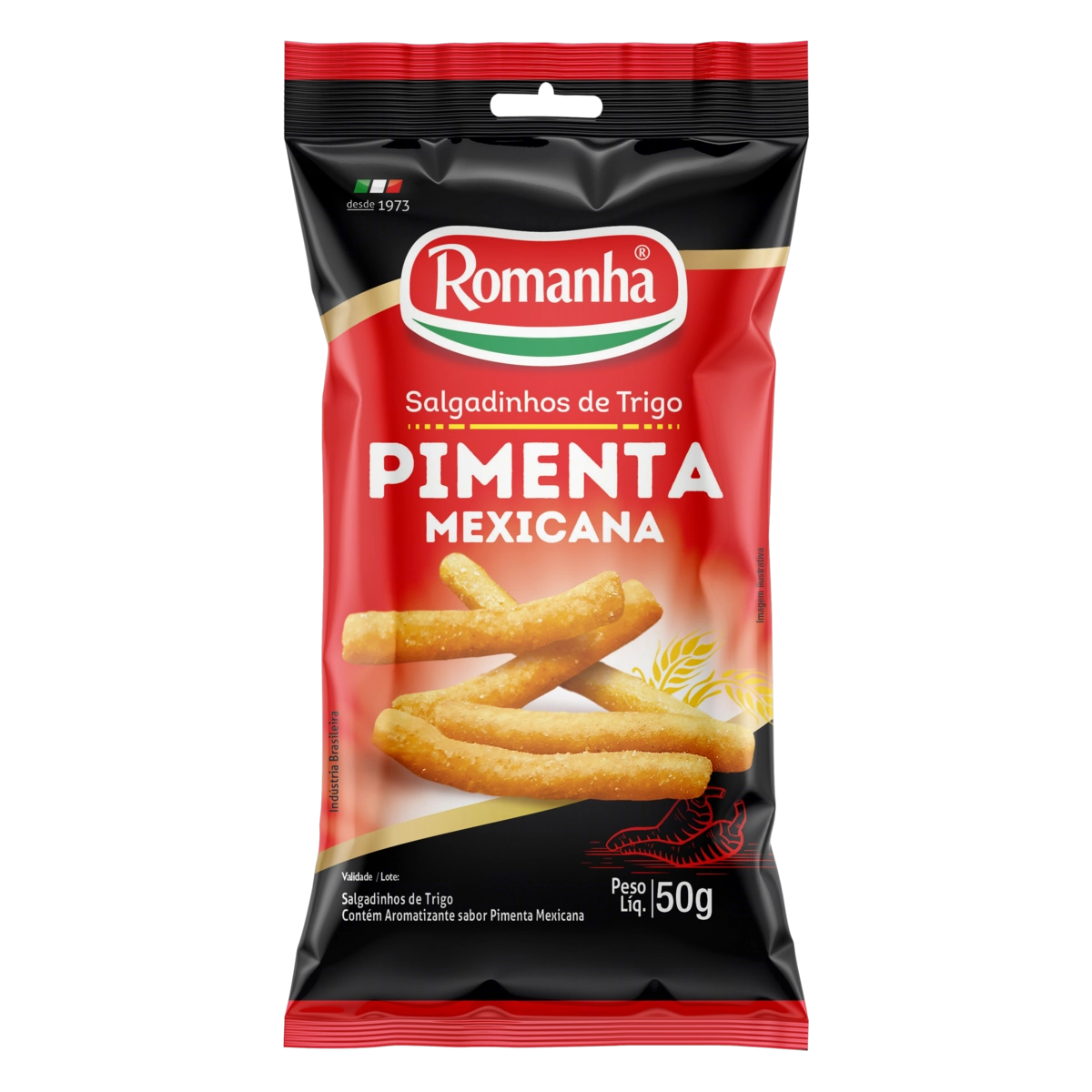 Salgadinho De Trigo Pimenta Mexicana Romanha Pacote 50g