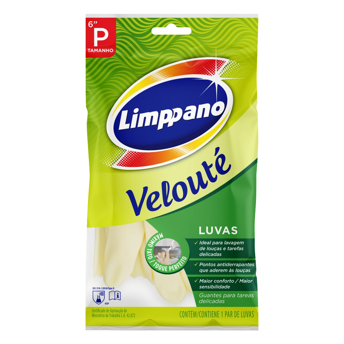 Luva Velouté Amarela Limppano P