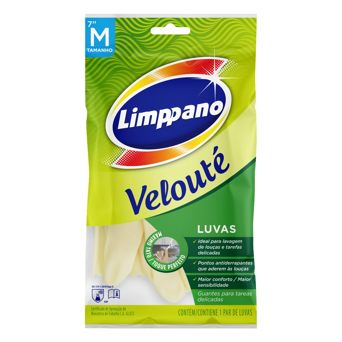Luva Velouté Amarela Limppano M