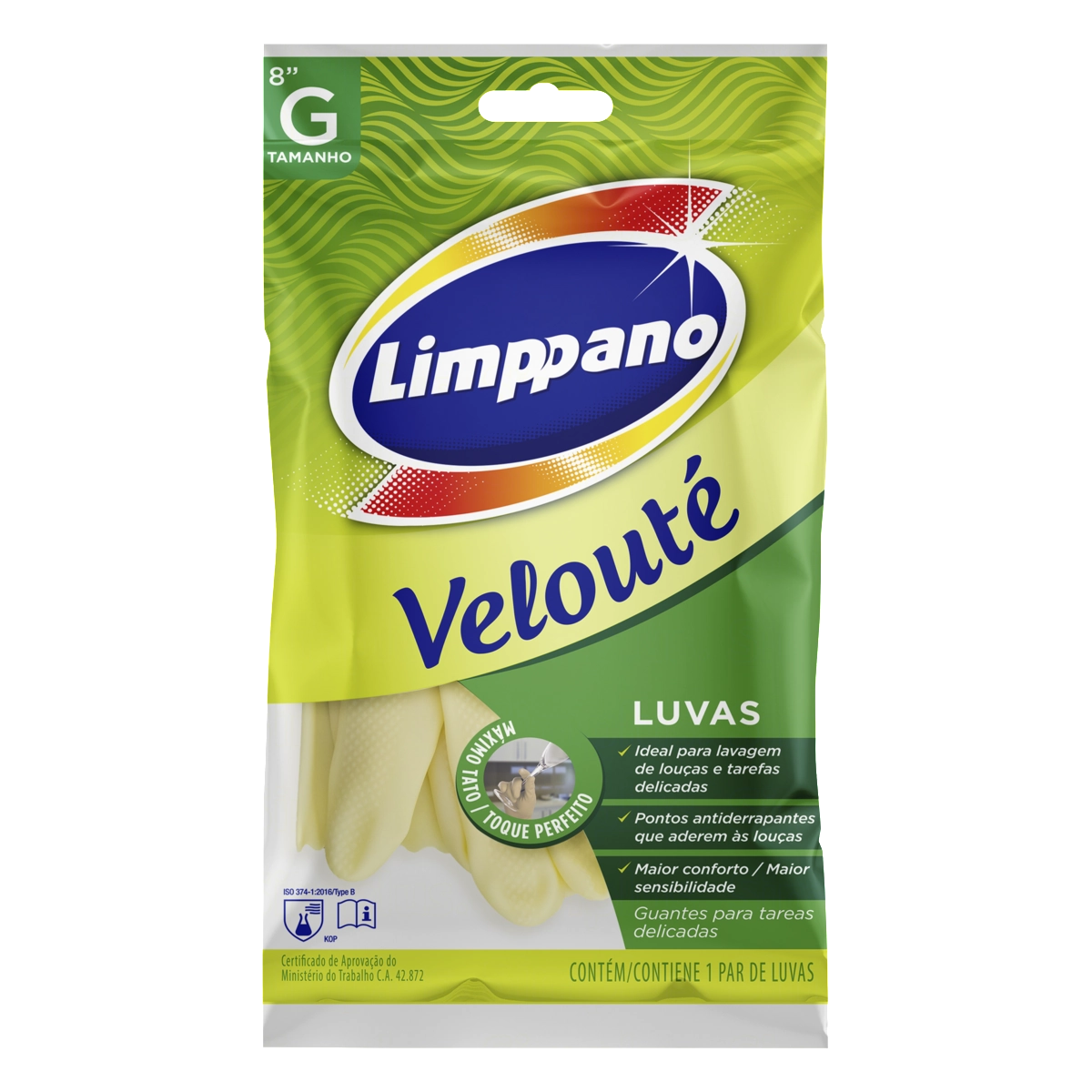 Luva Velouté Amarela Limppano G