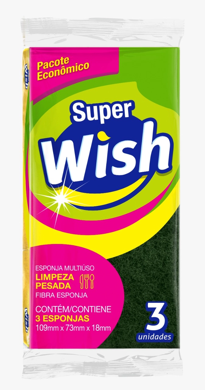 Esponja Multiuso Super Wish 3 Unidades Pacote Econômico