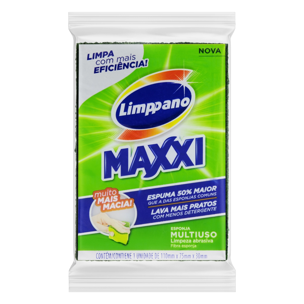 Esponja Verde Multiuso Limpeza Abrasiva Limppano Maxxi