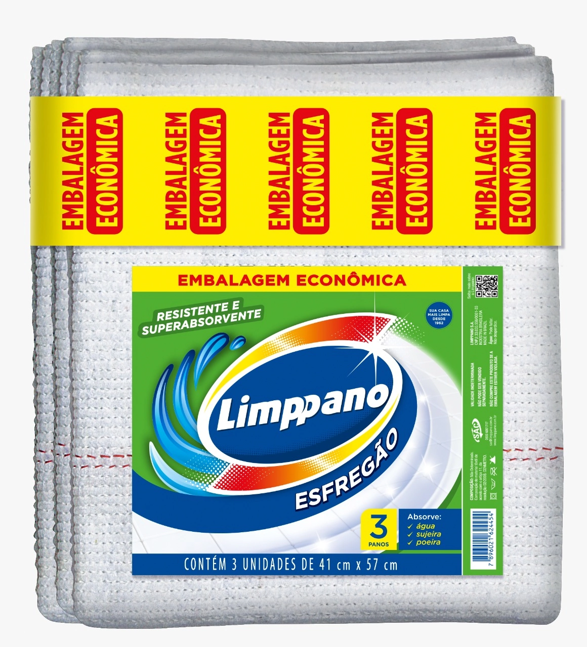 Esfregão Limppano 41cm X 57cm 3 Unidades Embalagem Econômica