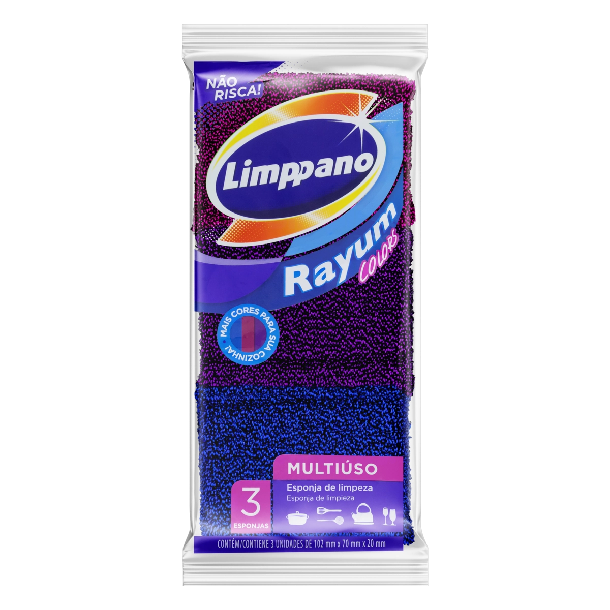 Esponja Multiuso Limppano Rayum Colors 3 Unidades