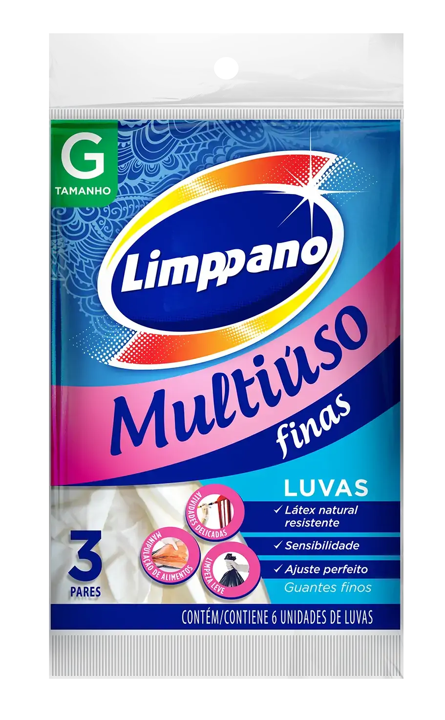 Luvas Latex Multiuso Limppano Tam.g C/3 Pares