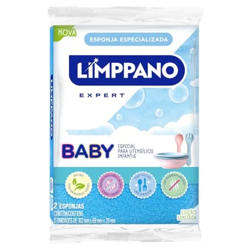 Esponja Multiuso Limppano Expert Baby Limpeza Delicada Com 2
