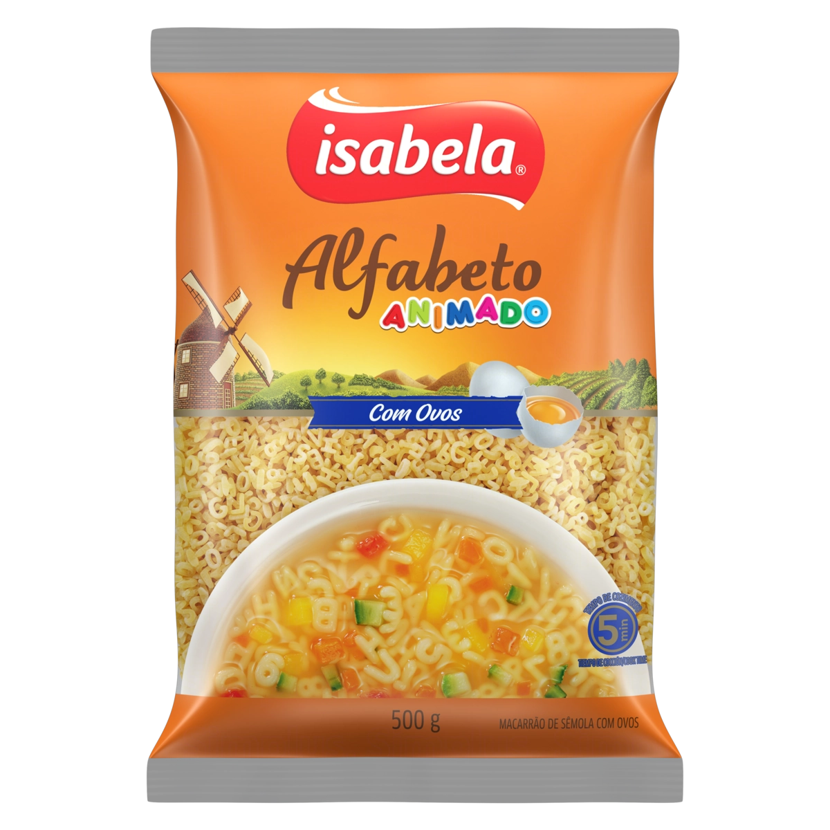 Macarrão De Sêmola Com Ovos Alfabeto Isabela Pacote 500g